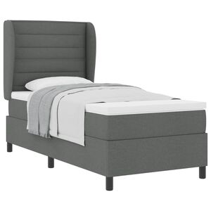vidaXL Lit &agrave; ressorts avec matelas Gris fonc&eacute; 80 x 200 cm tissu