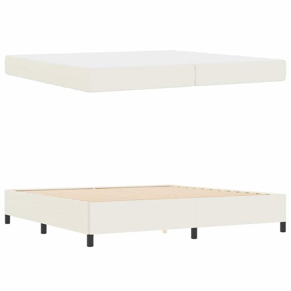 vidaXL Cadre de lit avec matelas Cr&egrave;me 200 x 200 cm tissu