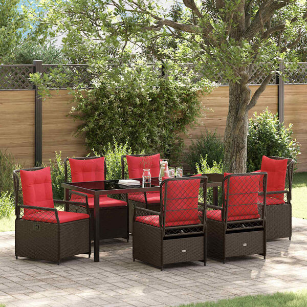 vidaXL Ensemble de salle &agrave; manger pour jardin 7 pcs Marron polyrotin