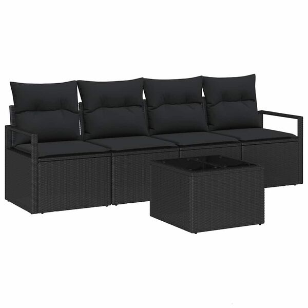 vidaXL Ensemble de Canap&eacute;s avec coussin 5 pcs Noir polyrotin