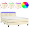 vidaXL Sommier &agrave; lattes de lit avec matelas et LED Cr&egrave;me 140x200 cm