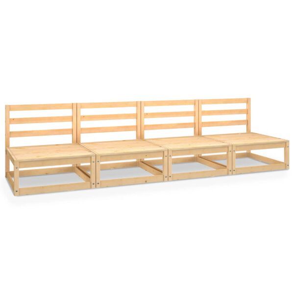 vidaXL Canap&eacute; 4 places de jardin bois de pin massif