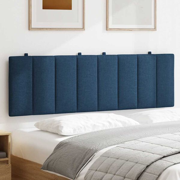 vidaXL Coussin de t&ecirc;te de lit Hanko bleu 160 cm tissu