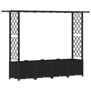 vidaXL Lit &Eacute;lev&eacute; avec Treillis et Toit Noir 203 x 40 x 136 cm PP