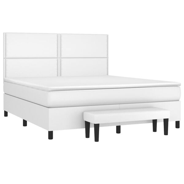 vidaXL Sommier &agrave; lattes de lit avec matelas Blanc 180x200cm Similicuir