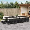 vidaXL Ensemble &agrave; manger de jardin 17 pcs coussins noir r&eacute;sine tress&eacute;e