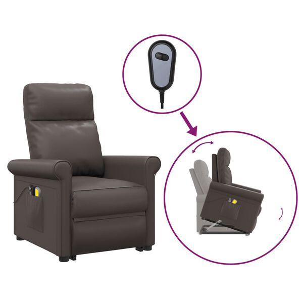 vidaXL Fauteuil de massage Marron Similicuir