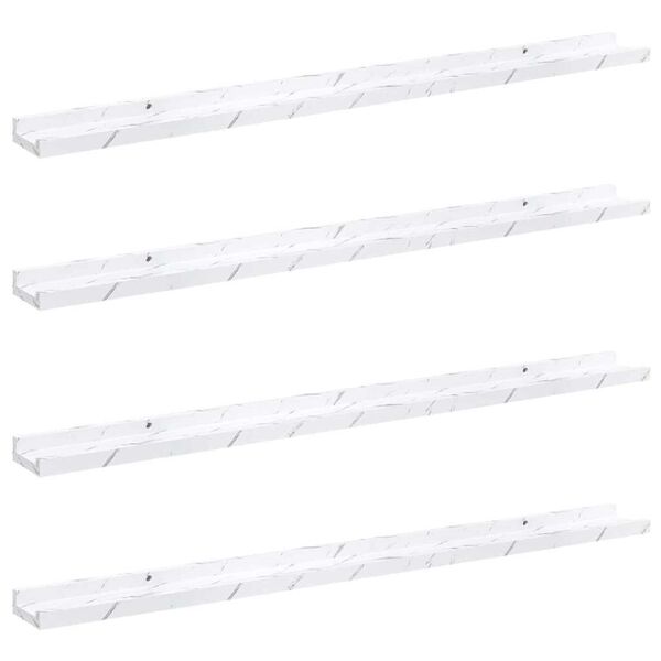 vidaXL &Eacute;tag&egrave;re Murale avec &eacute;tag&egrave;re 4 pcs Marbre blanc 100 x 9 x 3 cm