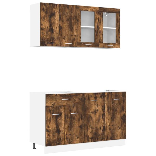 vidaXL Ensemble de meubles de cuisine avec porte Lyon 4 pcs Ch&ecirc;ne fum&eacute;