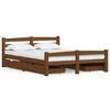 vidaXL Cadre de lit avec 4 tiroirs Marron miel Bois de pin 140x200 cm