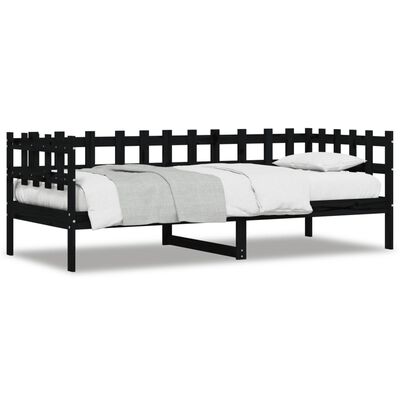 vidaXL Lit de jour sans matelas noir 90x200 cm bois de pin massif