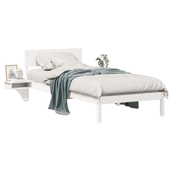 vidaXL Cadre de lit avec t&ecirc;te de lit Blanc 90 x 200 cm Pin massif