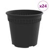 vidaXL Pot &agrave; fleurs rond 24 pc Noir &Oslash; 19 x 16 cm Plastique