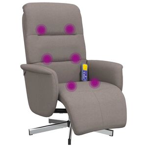 vidaXL Fauteuil inclinable de massage avec repose-pieds taupe tissu