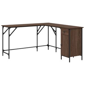 vidaXL Bureau ch&ecirc;ne marron 141x141x75 cm bois d'ing&eacute;nierie