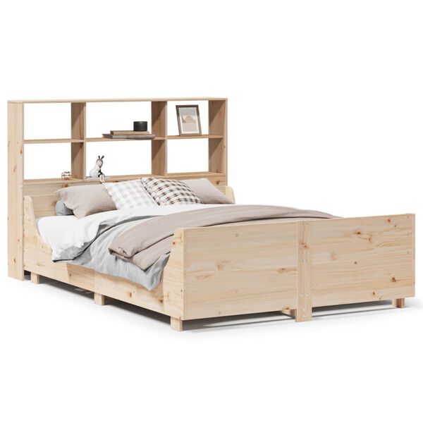 vidaXL Lit biblioth&egrave;que sans matelas 140x200 cm bois massif