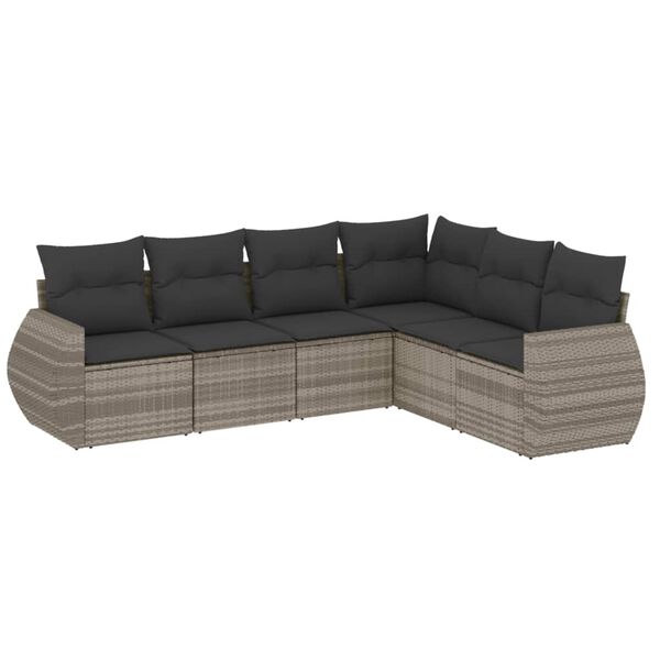 vidaXL Salon de jardin 6 pcs avec coussins gris clair r&eacute;sine tress&eacute;e