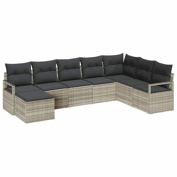 vidaXL Ensemble de Canap&eacute;s avec coussin 7 pcs Gris clair polyrotin