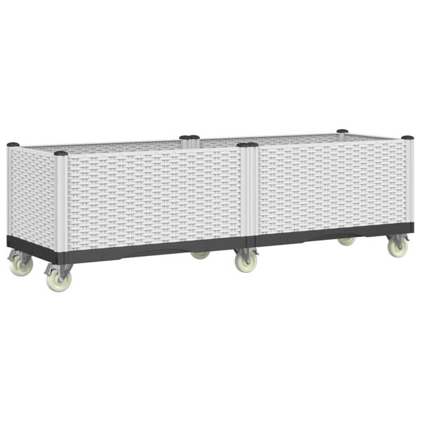 vidaXL Jardini&egrave;re &agrave; roulettes blanc 160x50x54 cm PP