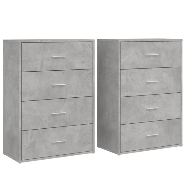 vidaXL Buffets 2 pcs gris b&eacute;ton 60x31x84 cm bois d'ing&eacute;nierie