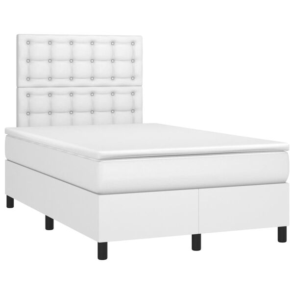 vidaXL Sommier &agrave; lattes de lit avec matelas Blanc 120x200cm Similicuir