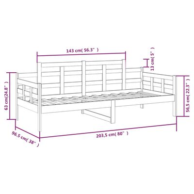 vidaXL Lit de jour sans matelas blanc bois de pin massif 90x200 cm