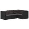 vidaXL Salon de jardin 4 pcs avec coussins Noir R&eacute;sine tress&eacute;e