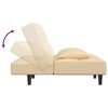 vidaXL Canap&eacute;-lit 2 places et deux oreillers repose-pied Cr&egrave;me Velours