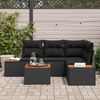 vidaXL Ensemble de canap&eacute; de jardin avec coussin 4 pcs Noir Polyrotin