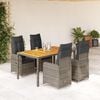 vidaXL Ensemble de bistro de jardin 5 pcs coussins gris poly rotin