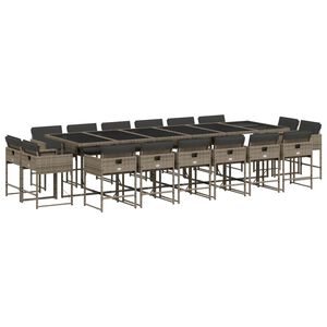 vidaXL Ensemble &agrave; manger de jardin 17 pcs et coussins r&eacute;sine tress&eacute;e