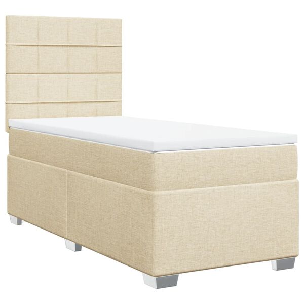 vidaXL Sommier &agrave; lattes de lit avec matelas Cr&egrave;me 90x200 cm Tissu