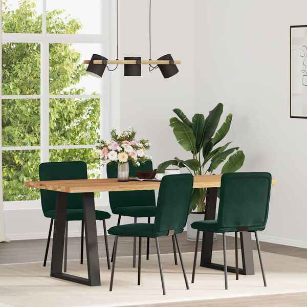 vidaXL Chaises &agrave; manger lot de 4 Vert fonc&eacute; Velours