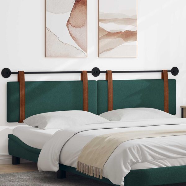 vidaXL T&ecirc;te de lit suspendue Uni Vert fonc&eacute; 210 x 55 x 5 cm PU antique