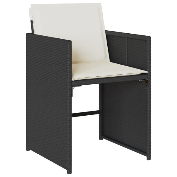vidaXL Ensemble &agrave; manger de jardin 17 pcs coussins noir r&eacute;sine tress&eacute;e
