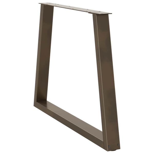 vidaXL Pieds de table &agrave; manger en forme de V, 2 pi&egrave;ces, acier naturel, 100 x (72-73,3) cm