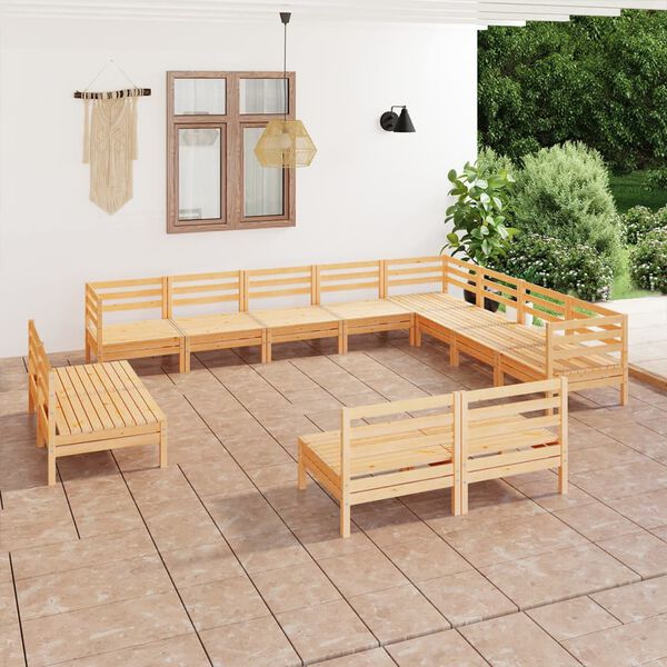 vidaXL Salon de jardin 12 pcs Bois de pin massif