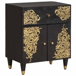 vidaXL Cabinet de chevet avec porte Noir 50 x 33 x 60 cm