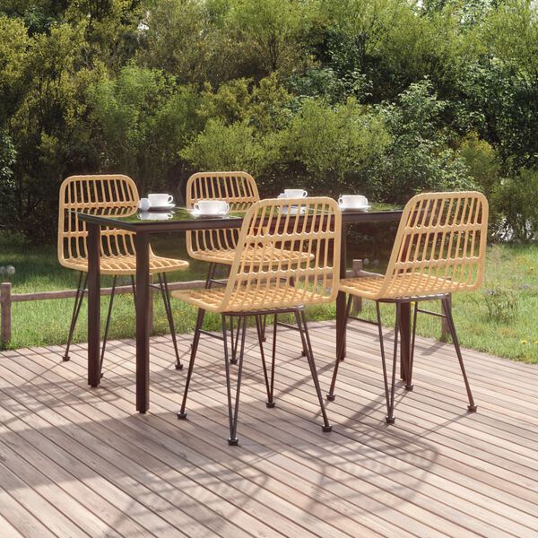 vidaXL Ensemble &agrave; manger de jardin 5pcs R&eacute;sine tress&eacute;e