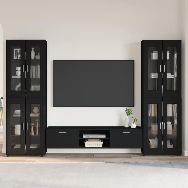 vidaXL Ensemble meuble TV avec tiroir FLORIN Noir Bois d'ing&eacute;nierie