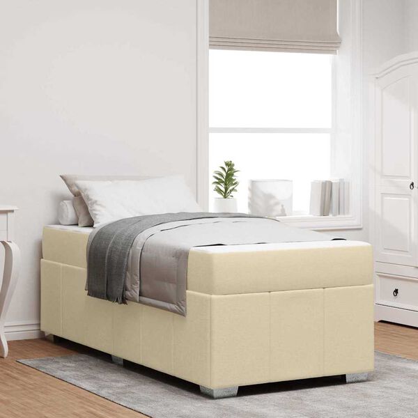 vidaXL Cadre de lit avec matelas Cr&egrave;me 80 x 200 cm tissu