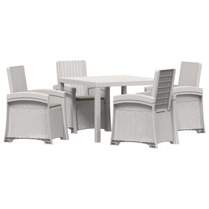 vidaXL Ensemble de salle &agrave; manger pour jardin 5 pc Blanc et gris clair
