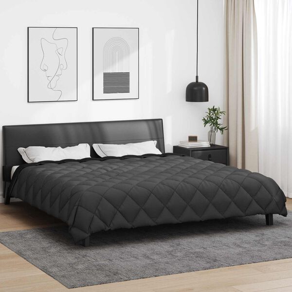 vidaXL Duvet d'hiver Noir et anthracite 200 x 200 cm Microfibre