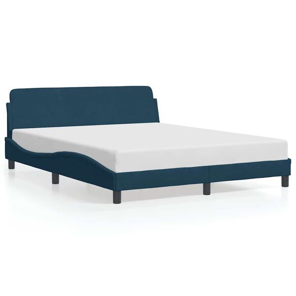 vidaXL Cadre de lit avec t&ecirc;te de lit Dover bleu 160x200cm velours