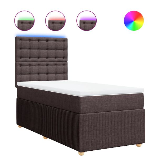 vidaXL Sommier &agrave; lattes de lit avec matelas Marron fonc&eacute; 80x200 cm