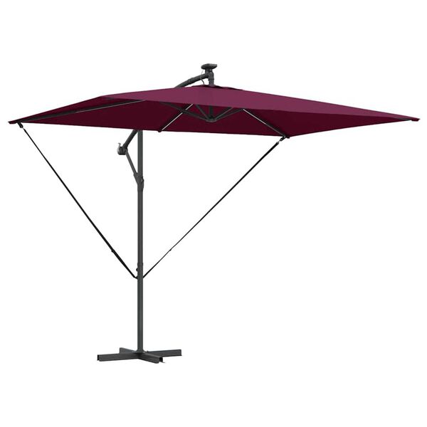 vidaXL Parasol banane à mât déporté Rouge bordeaux 294 x 200 x 254 cm