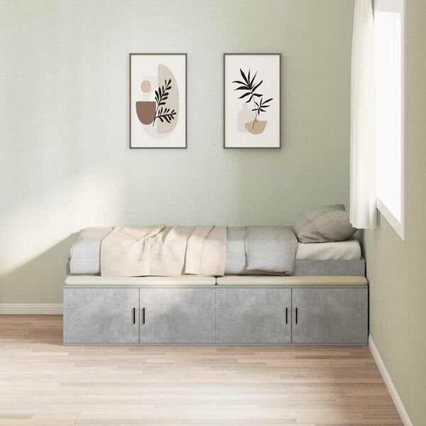 vidaXL Cadre de lit Gris béton 70 x 190 cm Bois d'ingénierie