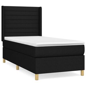 vidaXL Sommier &agrave; lattes de lit et matelas Noir 80x200 cm Tissu