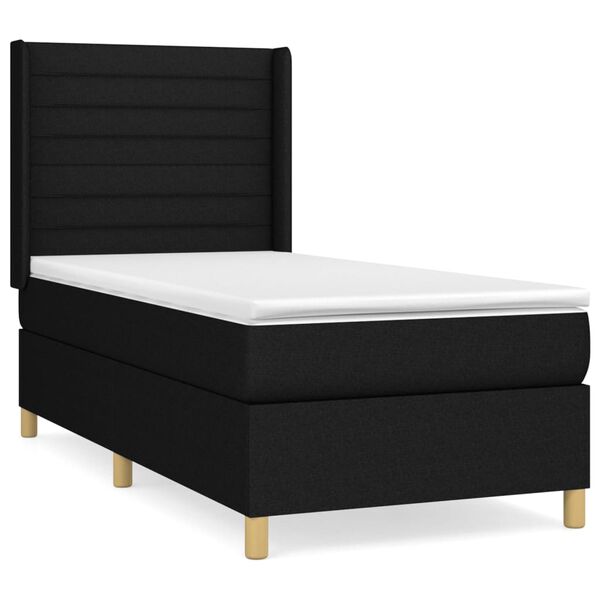 vidaXL Sommier &agrave; lattes de lit et matelas Noir 80x200 cm Tissu