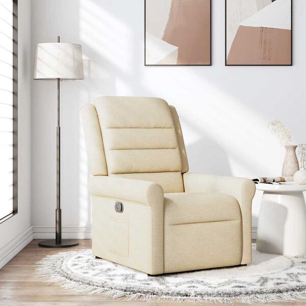 vidaXL Fauteuil inclinable Cr&egrave;me Tissu